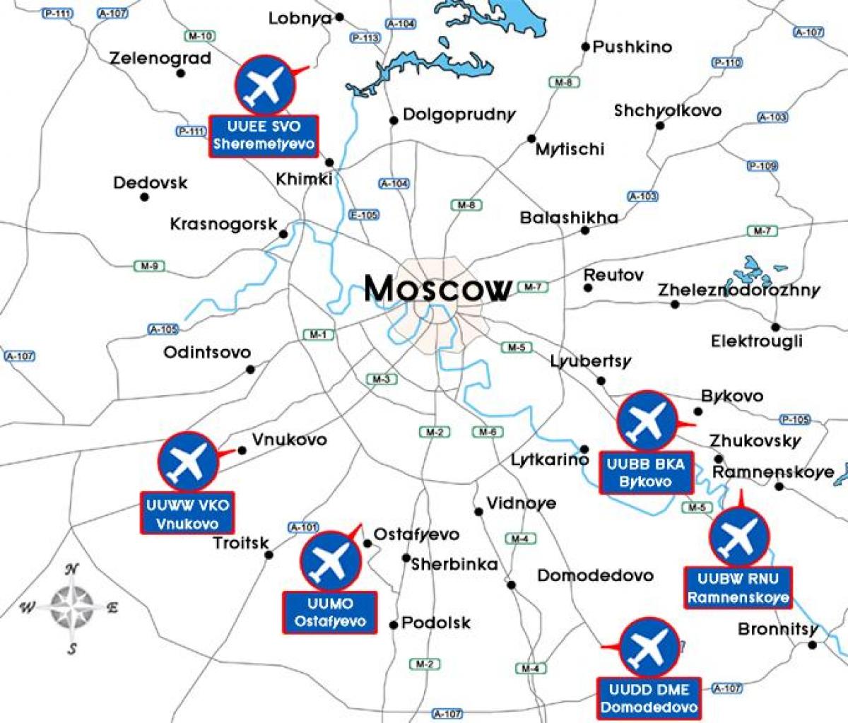 harta aeroporturi din Moscova