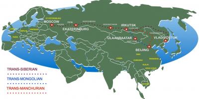 Beijing la Moscova tren harta rutelor