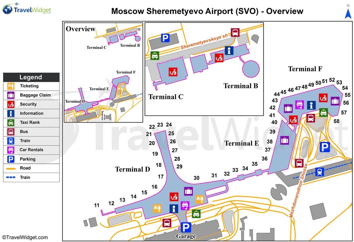 Sheremetyevo harta de terminale