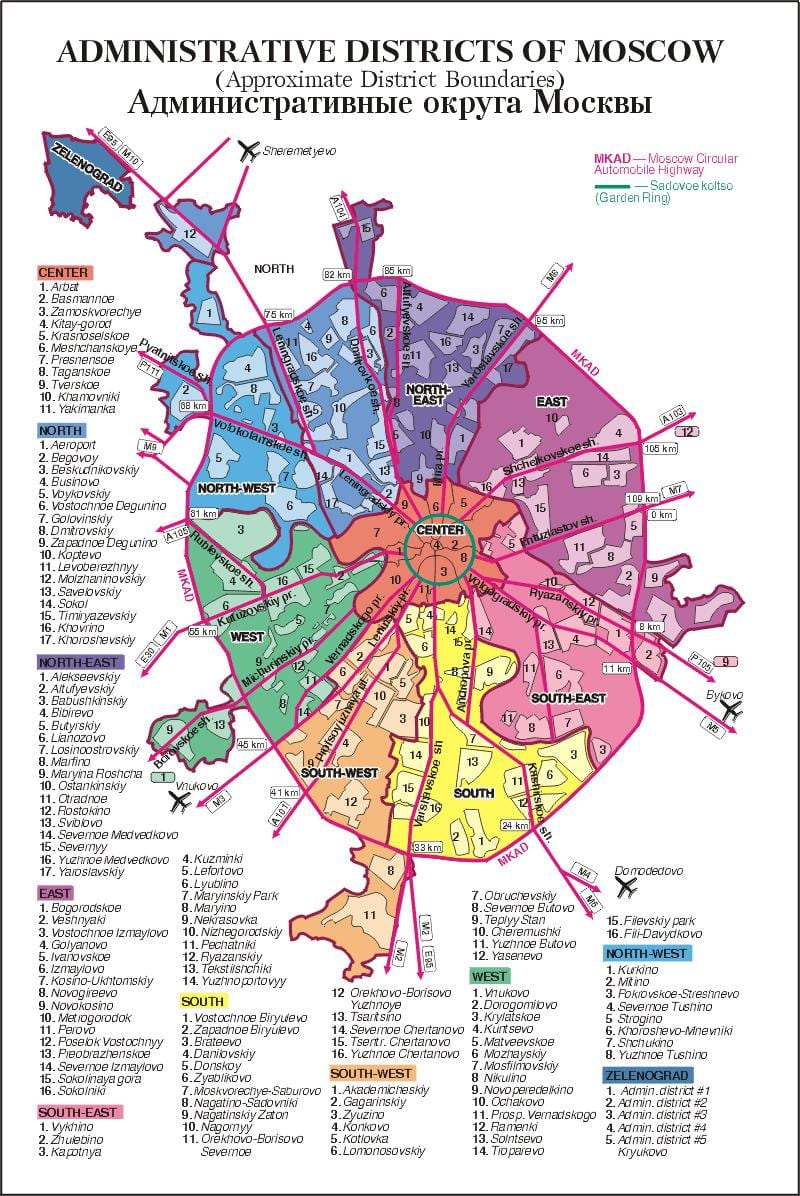 harta de la Moscova arondismentul