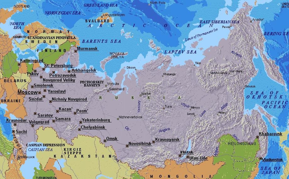 harta Moscova, Rusia