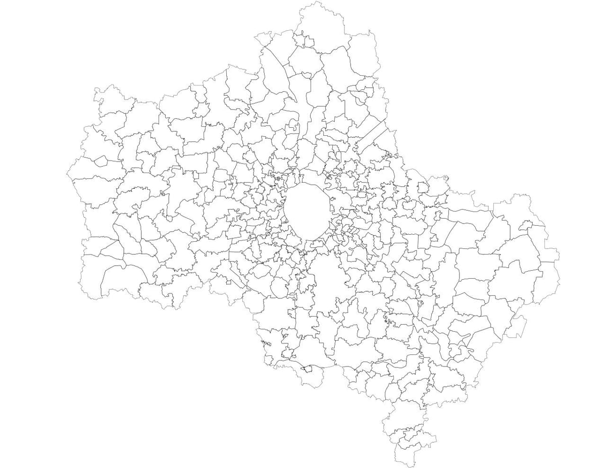 Moskva municipalități hartă