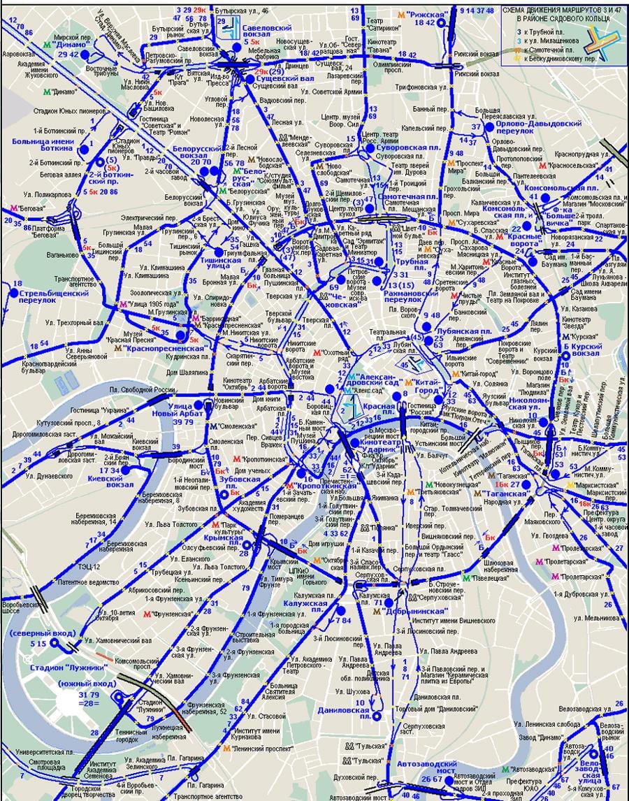 harta de la Moscova troleibuz