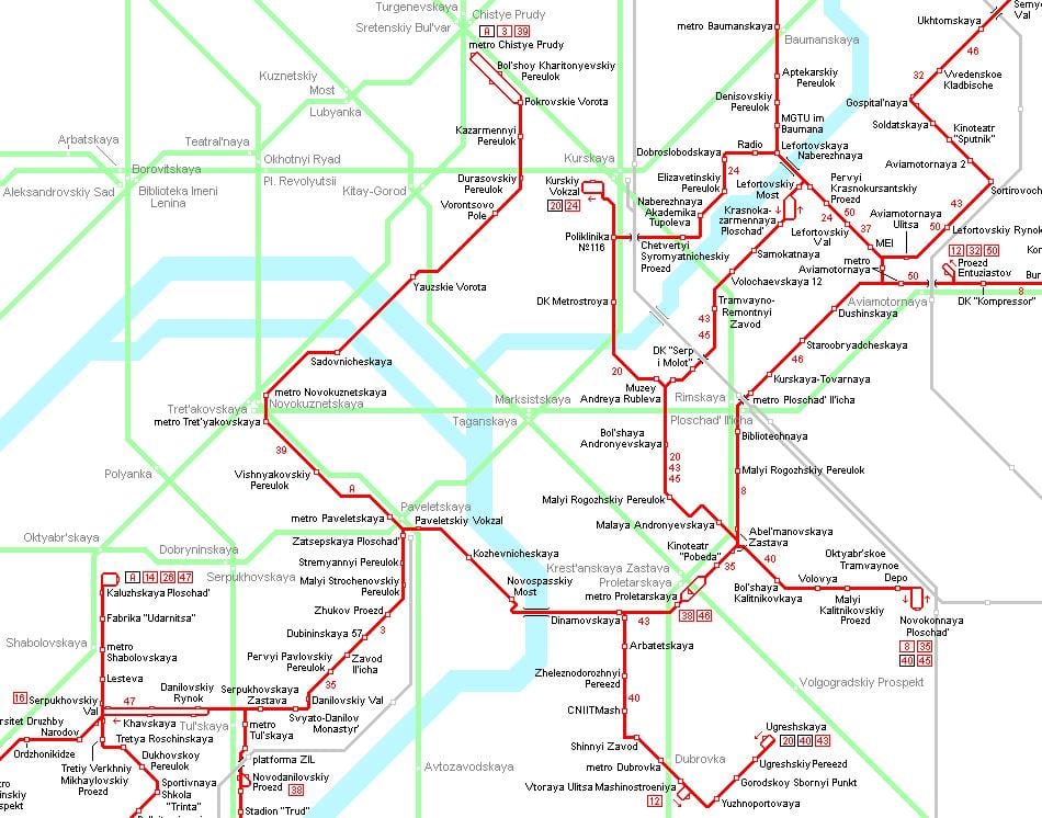 harta Moskva tramvai