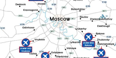 Harta aeroporturi din Moscova