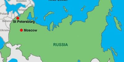 Moscova și sankt Petersburg arată hartă